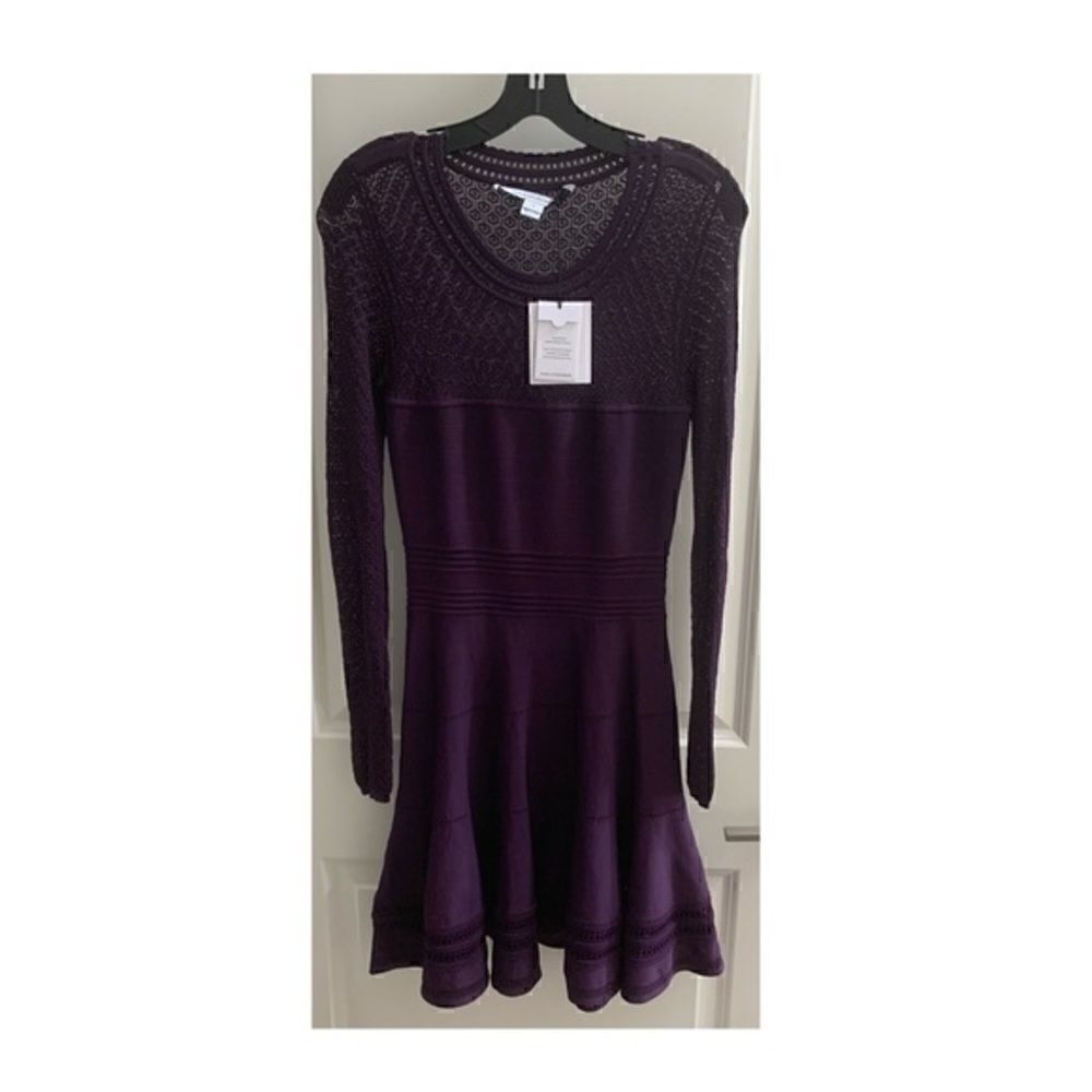 Diane von Furstenberg Purple Plum Stretch Lace Dress